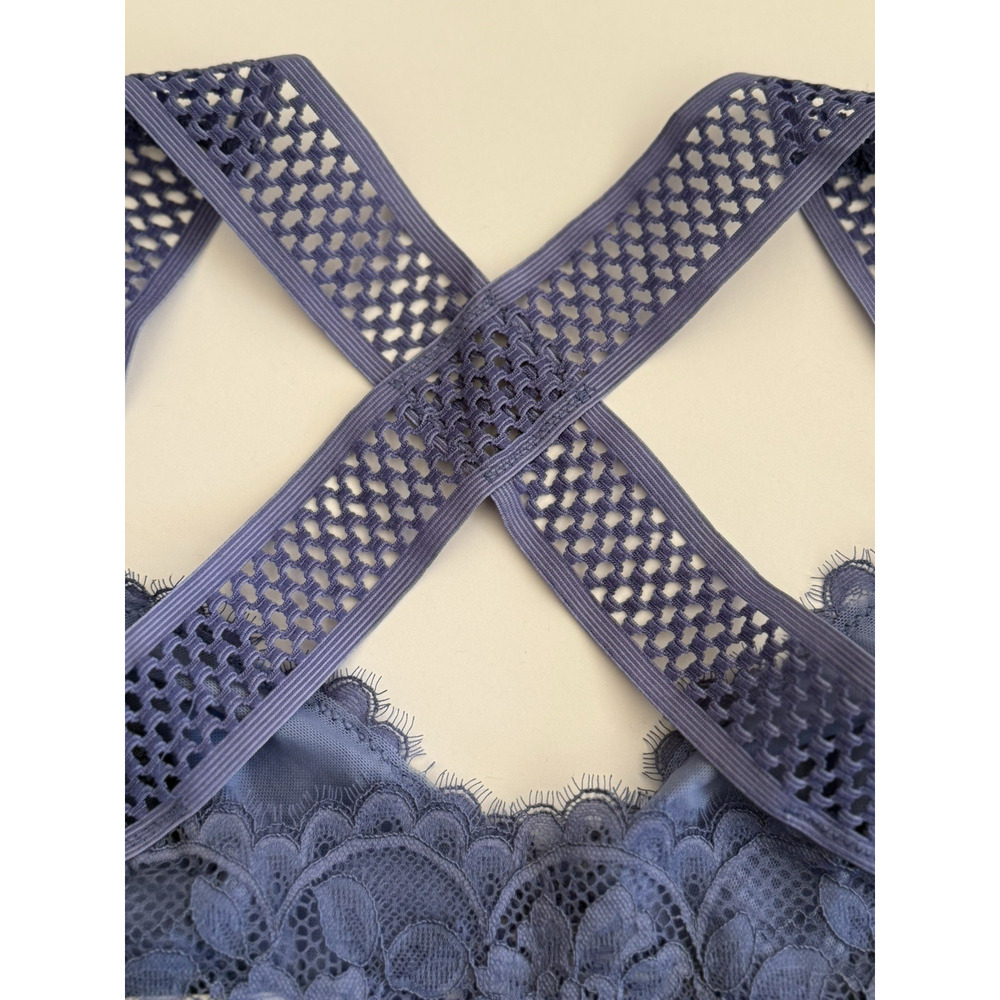 NWT Free‎ People INTIMATELY Sitting Pretty Floral Lace Brami Egret Blue Size S - Picture 10 of 16